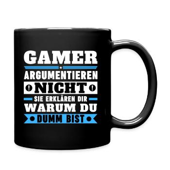 Gamers don't argue - Full Colour Mug - black - Right