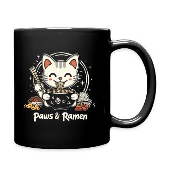 Funny Cat Paws and Ramen Kawai - Full Colour Mug - black - Right
