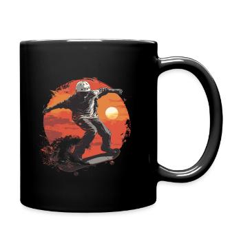 Skateboarder Skateboard Skate Skater Sonne - Tasse einfarbig - Schwarz - Rechts