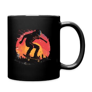 Skateboarder Skateboard Skate Skater Sonne - Tasse einfarbig - Schwarz - Rechts