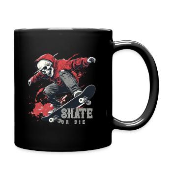Skeleton Skull Skater Skateboarder Skateboard - Full Colour Mug - black - Right