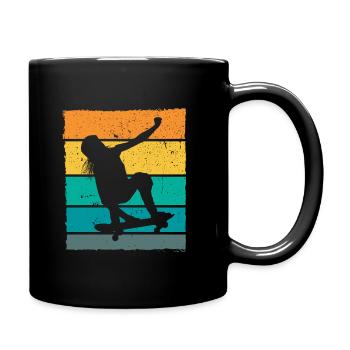 Retro Skaterin Skater Skateboarder Skateboard - Tasse einfarbig - Schwarz - Rechts