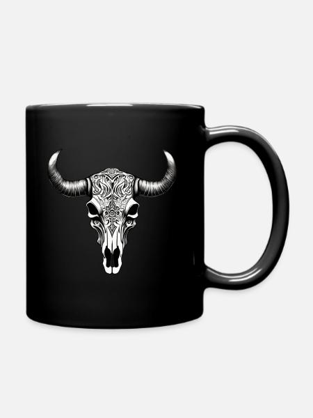 Bull Skull - Full Colour Mug - black