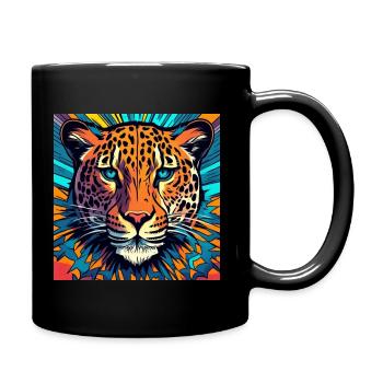 Leopard - Tasse einfarbig - Schwarz - Rechts