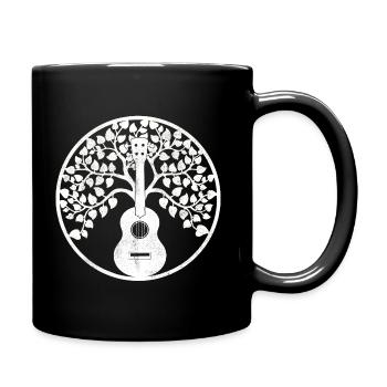 Ukulele tree Mandala weiss - Tasse einfarbig - Schwarz - Rechts