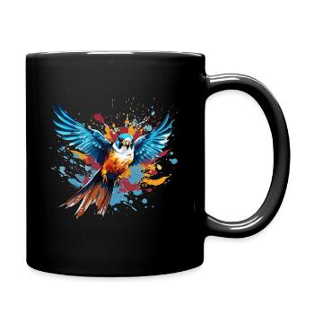 Buntfalke Farbkleckse Farbspritzer - Tasse einfarbig - Schwarz - Rechts