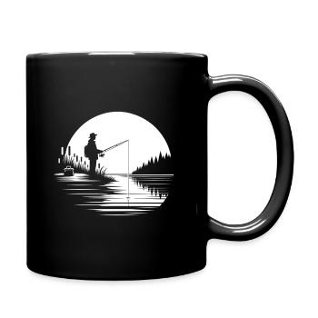 Angler am See - Tasse einfarbig - Schwarz - Rechts