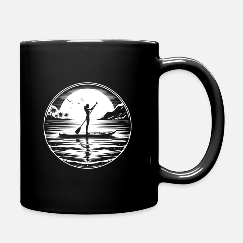 SUP am Strand Damen - Tasse einfarbig - Schwarz