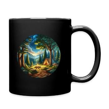 Forest Camp - Tent & Campfire - Full Colour Mug - black - Right