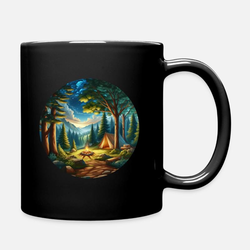 Forest Camp - Zelt & Lagerfeuer - Tasse einfarbig - Schwarz