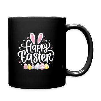 Joyeuses Pâques Joyeuses Pâques avec des oreilles de lapin - Mug uni - noir - Droite