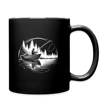 Angler in der Natur - Tasse einfarbig - Schwarz - Rechts