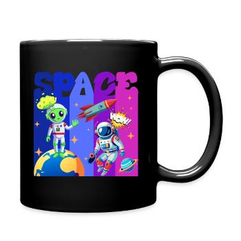 Space, Weltall, Alien, Astronaut - Tasse einfarbig - Schwarz - Rechts