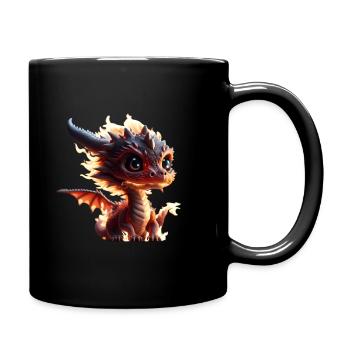 Kleiner süßer Drache - Tasse einfarbig - Schwarz - Rechts