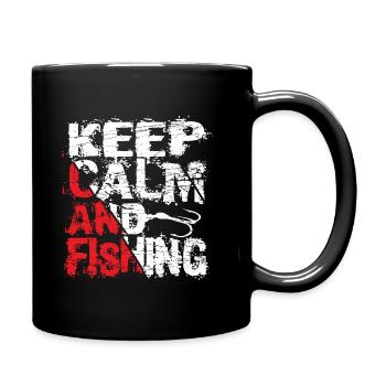 Keep Calm And Fishing Angler Fischer Sprüche - Tasse einfarbig - Schwarz - Rechts
