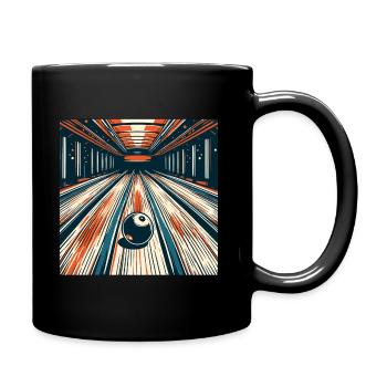 Bowling / Kegeln / Bowlingbahn / Pin / Strike - Tasse einfarbig - Schwarz - Rechts