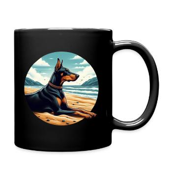 Doberman sur la plage - Mug uni - noir - Droite