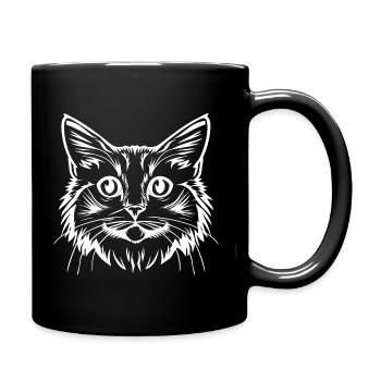 Cat, Cat Motif, Cat Face - Full Colour Mug - black - Right