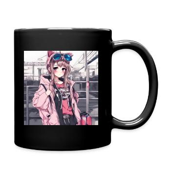Cute girl anime - Full Colour Mug - black - Right