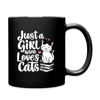 Just A Girl Who Loves Cats Cat Lover - Full Colour Mug - black - Right