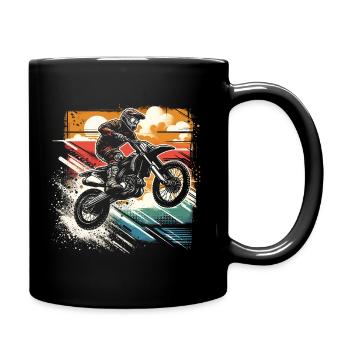 Retro Motocross Gift - Vintage Dirt Bike - Full Colour Mug - black - Right