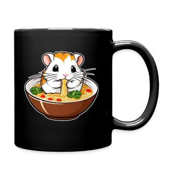 Niedlicher Hamster mit Ramen Suppe - Tasse einfarbig - Schwarz - Rechts
