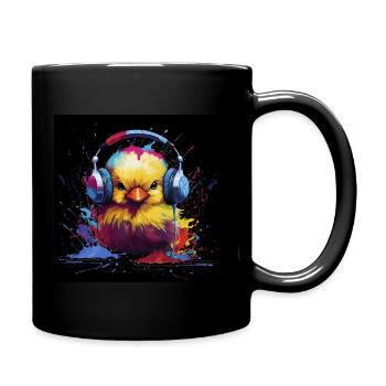 DJ Küken mit Kopfhörern - Tasse einfarbig - Schwarz - Rechts