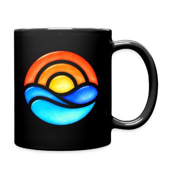 Sonnenuntergang Retro Glas - Tasse einfarbig - Schwarz - Rechts