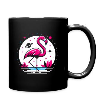 Flamant rose dans l’espace - Mug uni - noir - Droite