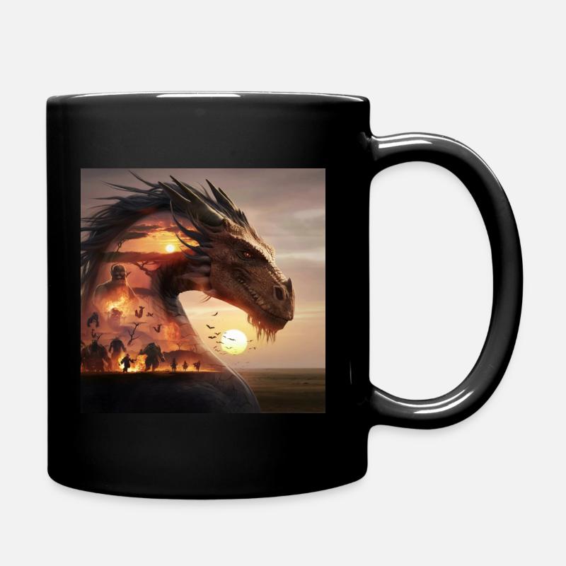 Dragon and the world - Full Colour Mug - black