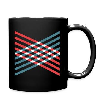 rote und blaue Linien - Tasse einfarbig - Schwarz - Rechts