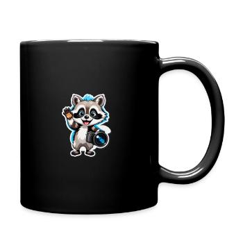 Raccoon Explorer - Full Colour Mug - black - Right