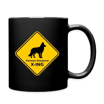 Schild "German Shepherd X-ING" - Tasse einfarbig - Schwarz - Rechts