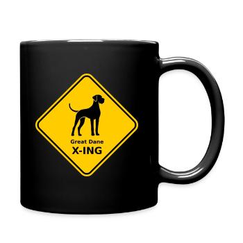 Schild "Great Dane X-ING" - Tasse einfarbig - Schwarz - Rechts