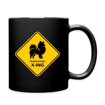 Schild "Pomeranian X-ING" - Tasse einfarbig - Schwarz - Rechts