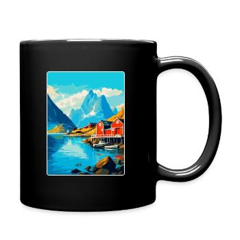 Affiche de voyage vintage des îles Lofoten en Norvège WPA - Mug uni - noir - Droite