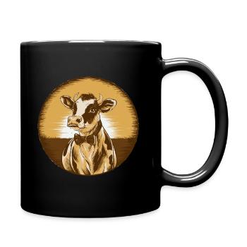 Retro Cow with Bowtie - Full Colour Mug - black - Right