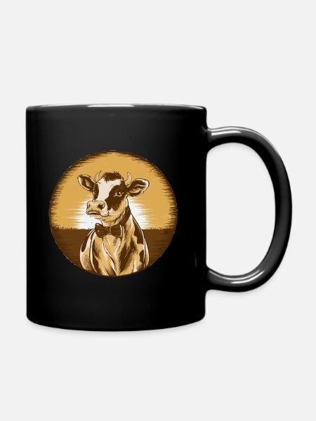Retro Cow with Bowtie - Tasse einfarbig - Schwarz