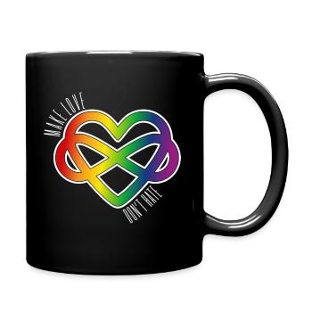 Polyamory Heart: Make Love & Don't Hate (white) - Tasse einfarbig - Schwarz - Rechts