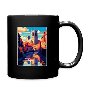 Durham England Uk Vintage Reiseposter Souvenir - Tasse einfarbig - Schwarz - Rechts