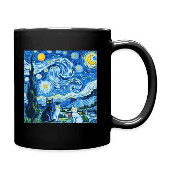 Cats Version Painting Van Gogh Starry Night - Full Colour Mug - black - Right