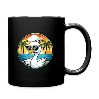 Schwan Lustige Cartoon Sommer Strand Sonnenbrille Aufkleber - Tasse einfarbig - Schwarz - Rechts