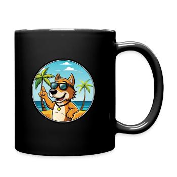 Auvergne Pointing Dog Breed Cartoon Sunglass Beach - Full Colour Mug - black - Right