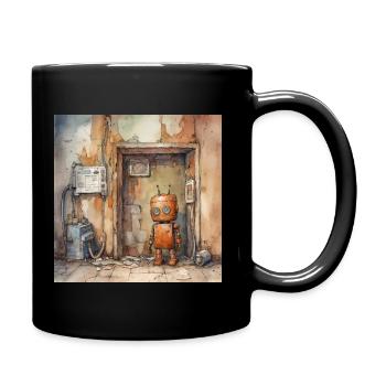 Alte rostige verlassene Roboter - Tasse einfarbig - Schwarz - Rechts