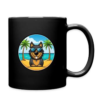 Schwarzwälder Laufhund Hunderasse Cartoon Sonnenbrille - Tasse einfarbig - Schwarz - Rechts