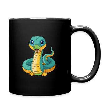 Anaconda Cute Mascot Cartoon Character Kawaii - Full Colour Mug - black - Right