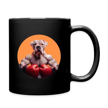 Dogo Argentino als Boxer - Tasse einfarbig - Schwarz - Rechts