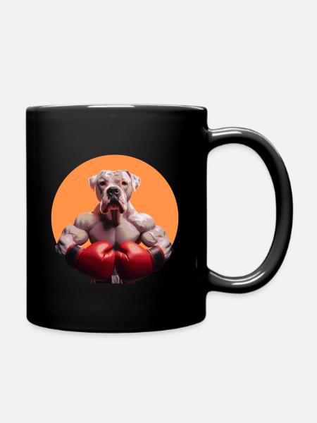 Dogo Argentino als Boxer - Tasse einfarbig - Schwarz