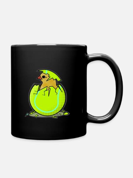 Tennis Chick Hatching - Full Colour Mug - black