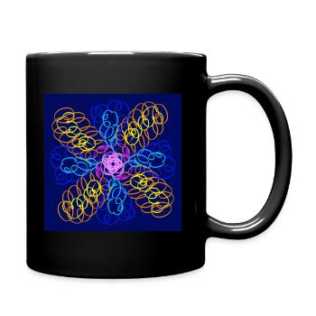 Doodle Blume - Tasse einfarbig - Schwarz - Rechts